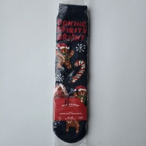 Wondershop Navy Blue Holiday Socks w/ Reindeer & Candy Cane